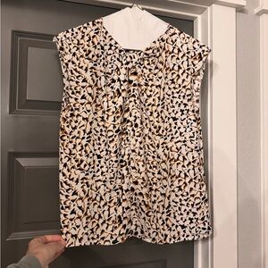 Nine West Abstract Print Blouse - Black, White, Brown